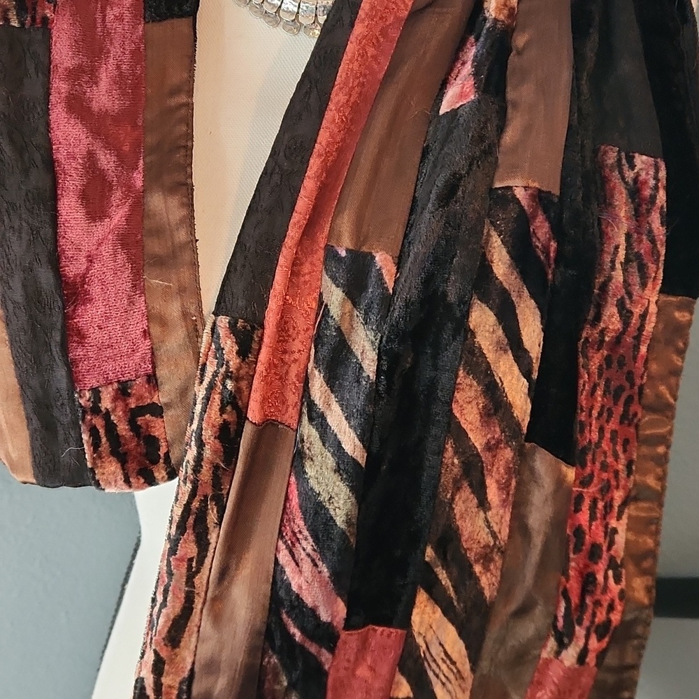 Chico's Vintage Animal Print Patchwork Velour Scarf - Picture 7 of 7